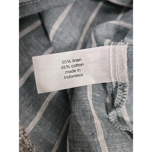 Lane Bryant Button Up Long Sleeve Shirt Striped Linen Cotton Green Women’s 22/24 - Picture 6 of 10